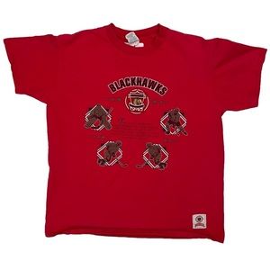 Vintage 1990s single stitch Nutmeg Chicago Blackhawks embroidered T-shirt
